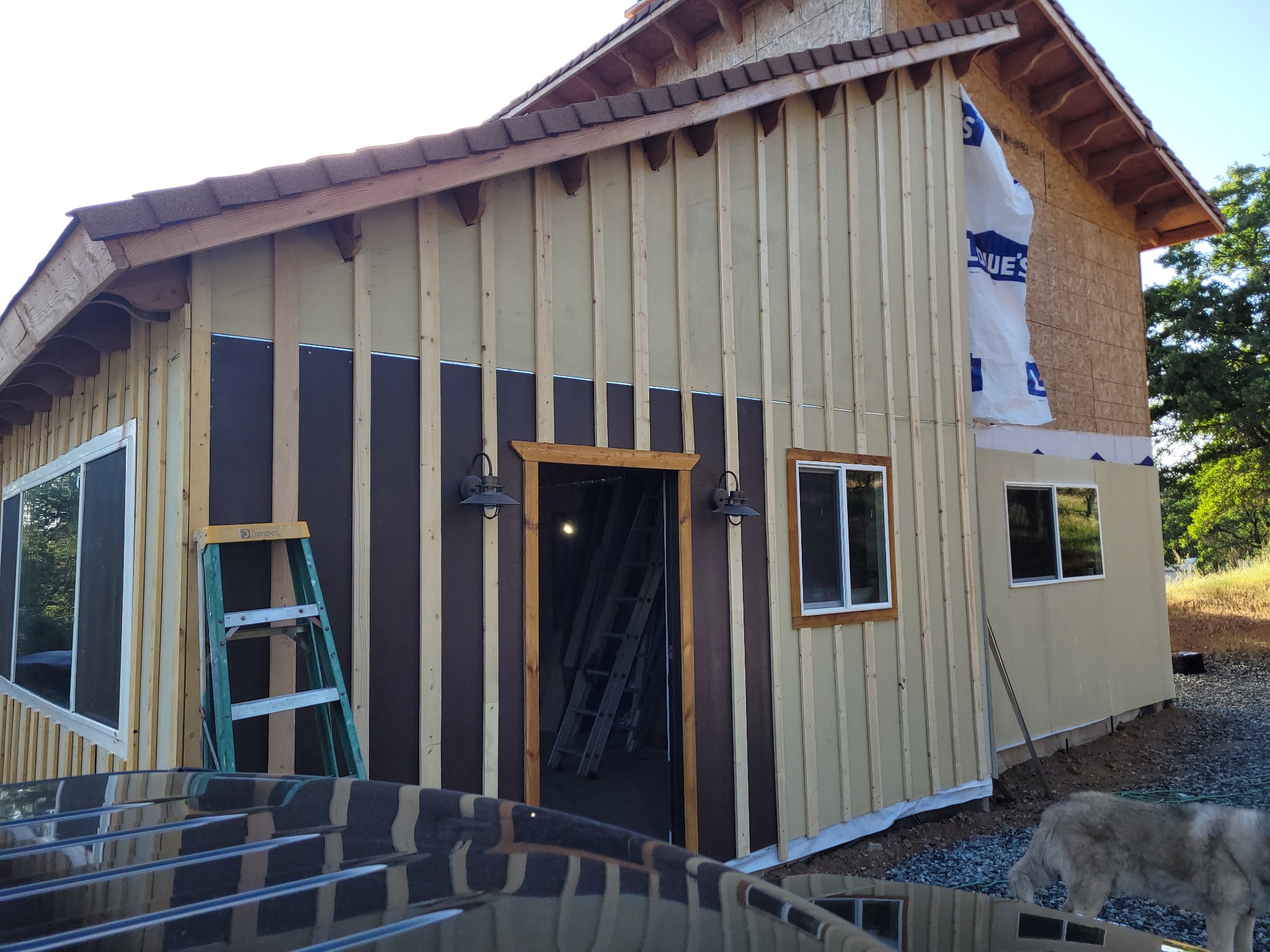 Finished exterior siding with trim