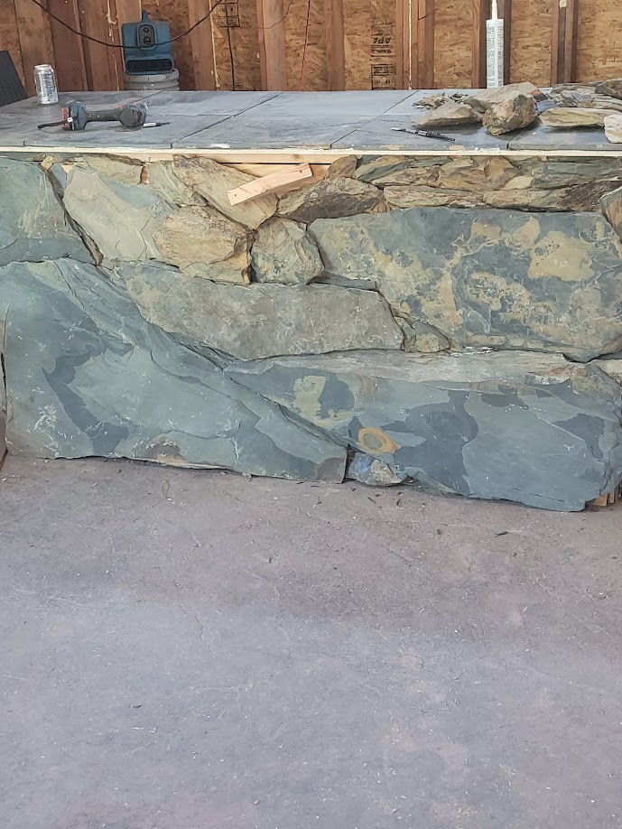 Custom stone island under construction